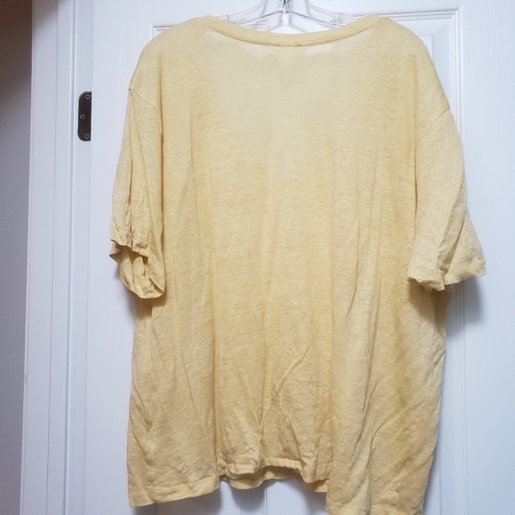 H&M Yellow V-neck Linen Top Shirt Size Short Sleave T Shirt XXL - Picture 2 of 8